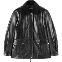 【油蜡纹PU夹克外套】冬油蜡纹PU皮衣夹克黑色时尚皮衣女