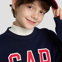 Gap【大小童同款】男女童2025秋季logo抓绒卫衣儿童装829305 海军蓝 160 /76(14岁以上)