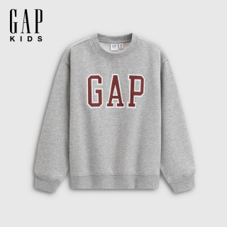 Gap【大小童同款】男女童2025秋季logo抓绒卫衣儿童装829305 灰色 160 /76(14岁以上)