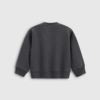 Gap【大小童同款】男女童2025秋季logo抓绒卫衣儿童装829305 黑灰色 110 /56(4-5岁)