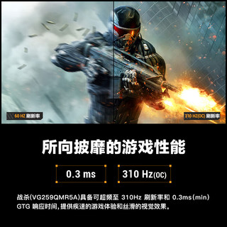 华硕 VG259QMR5A 310Hz FAST IPS电竞显示器 24.5英寸 黑色
