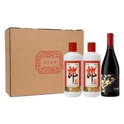 郎酒 郎牌郎酒 53度 500mL*2+干红 750mL*1 礼盒装 送礼