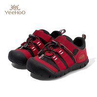 英氏童鞋儿童跑步鞋2025秋季透气软底男童休闲鞋中小童网面运动鞋 红黑色 29 码-适合脚长18.1-18.4cm