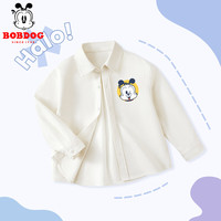 BoBDoG巴布豆宝宝衣服男童衬衫春秋儿童纯棉A类长袖宽松休闲风帅气外套 米白 黄圈巴布x 130