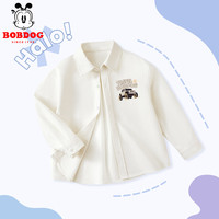 BoBDoG巴布豆宝宝衣服男童衬衫春秋儿童纯棉A类长袖宽松休闲风帅气外套 米白 越野巴布X 130