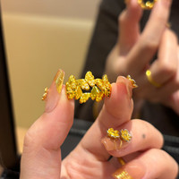 海上罗孚 HSLV 黄金点钻蝴蝶戒指女新款足金999小众设计戒子情人节礼物送女朋友 黄金小歪蝶戒指10-16# 金重约1.95g