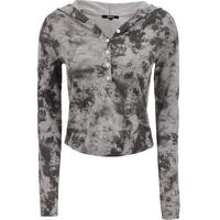 ONLY2025秋季复古斑驳印花修身连帽长袖针织衫女|125324039 C47沙雾灰色 M