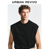 UR2025夏季男装休闲纯色百搭宽松棉质圆领背心UMB450004 黑色 M