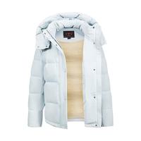 PLUS会员：雅鹿 短款羽绒服女2025秋冬休闲外套连帽可拆石墨烯保暖时尚 冰河蓝 XL 135-150斤