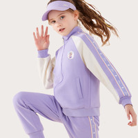 迪士尼女童套装春装2025儿童休闲装外套裤子运动服大童时髦洋气童装 春秋织带款 紫色20231 140 cm适合130-140