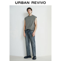 UR2025夏季男装休闲纯色百搭宽松棉质圆领背心UMB450004 深绿 M