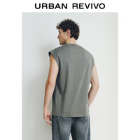 UR2025夏季男装休闲纯色百搭宽松棉质圆领背心UMB450004 深绿 S