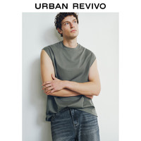 UR2025夏季男装休闲纯色百搭宽松棉质圆领背心UMB450004 深绿 XS