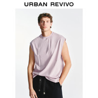 UR2025夏季男装休闲纯色百搭宽松棉质圆领背心UMB450004 裸粉 S