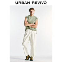 UR2025夏季男装休闲纯色百搭宽松棉质圆领背心UMB450004 卡其绿 M