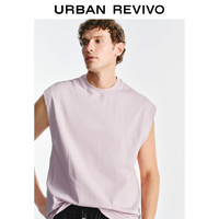 UR2025夏季男装休闲纯色百搭宽松棉质圆领背心UMB450004 裸粉 L