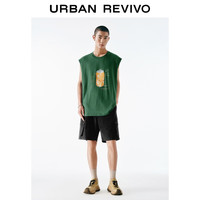 UR2025夏季男装趣味图案字母印花无袖背心UMY450050 墨绿 S