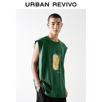 UR2025夏季男装趣味图案字母印花无袖背心UMY450050 墨绿 L