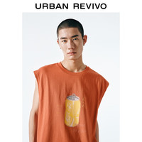 UR2025夏季男装趣味图案字母印花无袖背心UMY450050 红棕 S