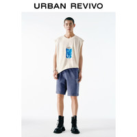 UR2025夏季男装趣味图案字母印花无袖背心UMY450050 粉白 S