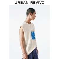 UR2025夏季男装趣味图案字母印花无袖背心UMY450050 粉白 M