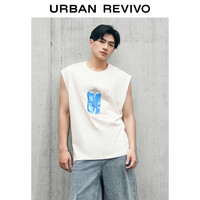 UR2025夏季男装趣味图案字母印花无袖背心UMY450050 粉白 L