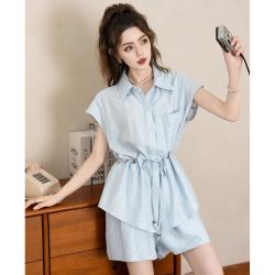 Et Boite 法文箱子 时尚高级感套装女2025夏季百搭衬衫高腰显瘦阔腿裤两件套