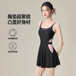 佑游 泳衣女成人高级感2025游泳馆用遮肉显瘦女士连体吊带游泳衣 黑色 XL （体重105-120斤）