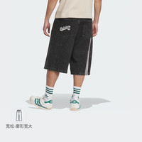 adidas宽松舒适牛仔运动短裤男女夏阿迪达斯三叶草JX5005   中牛仔黑   4XL 35