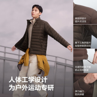 波司登（BOSIDENG）2590鹅绒轻薄羽绒服男短款轻量立领保暖通勤外套B250131037 椰棕咖|7F12 S 170/92A 体重约120-130斤