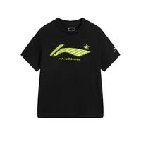 李宁 LI-NING 儿童短袖T恤2025夏宽松透气纯棉短袖上衣中大童运动上衣