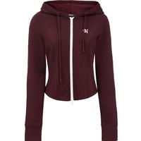 ONLY2025夏季活力撞色双向拉链连帽长袖运动卫衣女|12539R006 E16酱紫色 XS