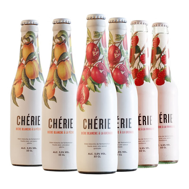 奢莉 Chérie TASTE ROOM 风味小屋 奢莉啤酒比利时进口精酿樱桃味覆盆子桃子石榴小麦啤酒女士水果味啤酒 6瓶装