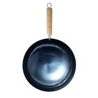 老艺人章丘手工铁锅炒锅熟铁无涂层不易粘锅老式炒菜锅一万次锻打燃气灶 轻量【古法烤蓝】木把 32cm