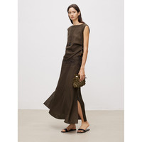 MARIUS雨露麻系列丨“清冷套”北欧简约风蕾丝花型背心/T恤/半裙 乌木【半裙】 XL