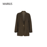 MARIUS雨露麻系列 “流浪诗人”地中海风单排扣落肩廓形西装通勤外套 乌木色【亚麻宽松小领西装】 M