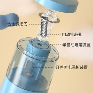 得力（deli）电动削笔机 双电源卷笔刀(电池/USB)削笔器开自动排断芯转笔刀 儿童文具考试蓝