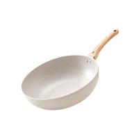 京东京造 炒锅 麦饭石色不粘锅家用多用锅炒菜锅电磁炉燃气灶通用32cm无盖 【双面麦饭石色】超轻炒锅 32cm