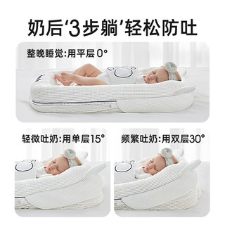imomoto 爱毛毛头 小熊威尔 防吐奶斜坡枕 海绵内胆0-30°调节