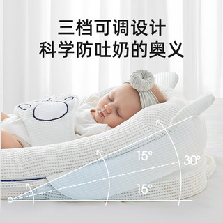 imomoto 爱毛毛头 小熊威尔 防吐奶斜坡枕 海绵内胆0-30°调节