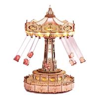 若客八音盒机械音乐盒手工diy积木 立体拼插玩具拼装模型木质拼图 梦镜·空中飞椅