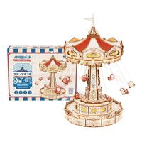 若客八音盒机械音乐盒手工diy积木 立体拼插玩具拼装模型木质拼图 星愿·降落伞