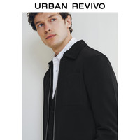 UR2025春季男装商务轻通勤双拉链翻领夹克外套UMM150004 正黑 S