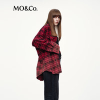 MO&Co.衬衫2025秋棉质黑红格纹做旧渐变色工装轻摇滚风MBE3SHTT03 红黑格色 XS /155