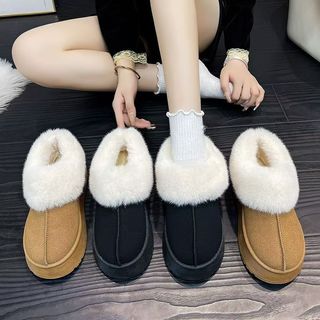 松糕厚底雪地靴增高保暖加绒棉鞋冬家居女棉拖鞋包头拖平底一脚蹬
