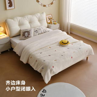 全友（QUANU）家居皮艺床青少年实木小孩单人床小户型儿童房软包床 猫抓皮|高脚床+床垫 1.8*2米【多配置+加密排骨架】