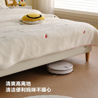 全友（QUANU）家居皮艺床青少年实木小孩单人床小户型儿童房软包床 猫抓皮|高脚床+床垫 1.8*2米【多配置+加密排骨架】