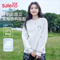 班尼路BALENO卫衣女秋衣服休闲圆领宽松透气长袖高级感上衣运动风女装外套 车厘子红#蓝色白猫字K 【软糯亲肤】 2XL
