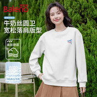 班尼路BALENO卫衣女装春秋款2025年时尚休闲外套潮流酷百搭长袖款上衣 白#BLZ苹果蝴蝶结K S