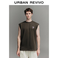 UR2025夏季男装趣味休闲印花棉质无袖背心UMY450086 咖棕 XS